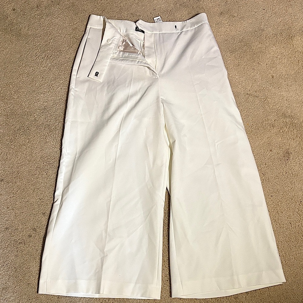 Zara Cream High-Waisted Trousers